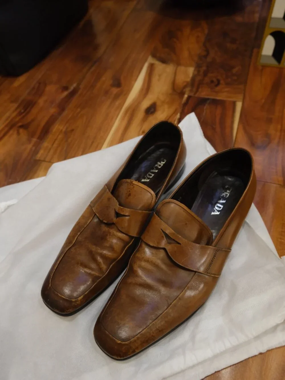 Prada Men's Brown Leather Loafers Approx. US 12.5